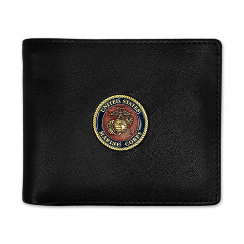 Marines Seal Medallion Bifold Wallet (Black)