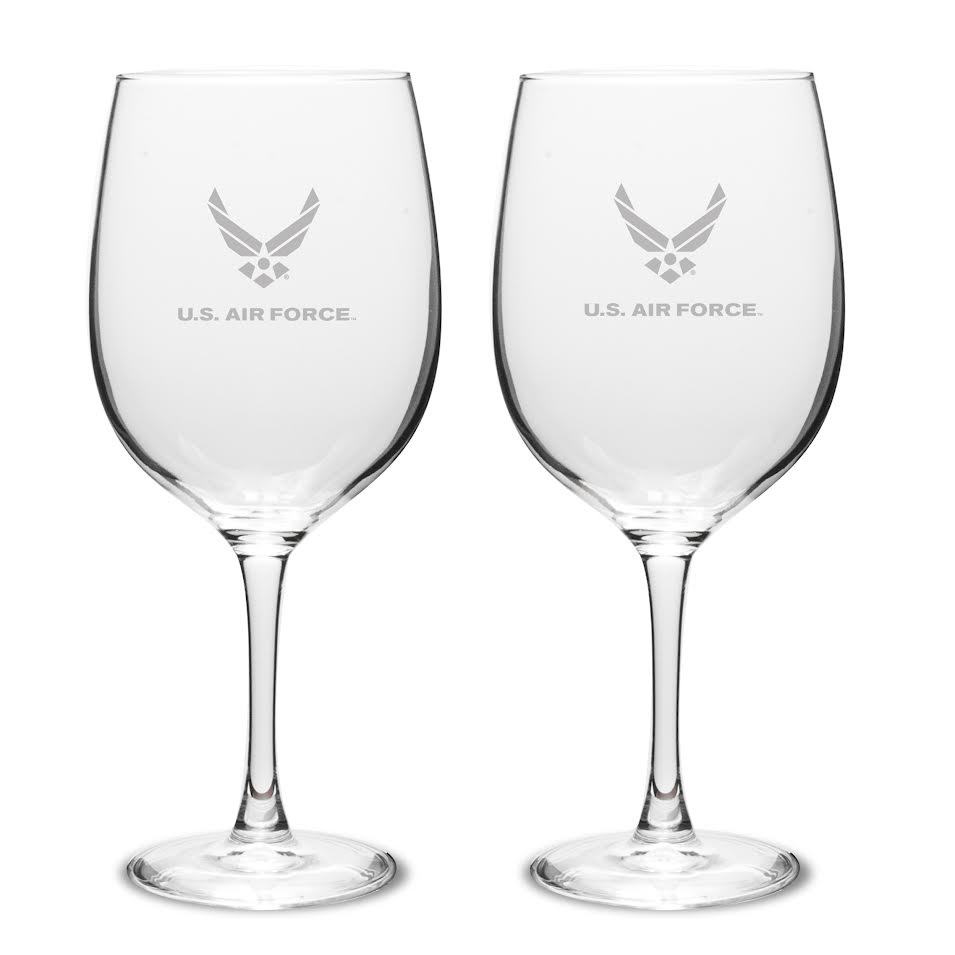 Air Force Wings Set of Two 19oz Wine Glasses with Stem*