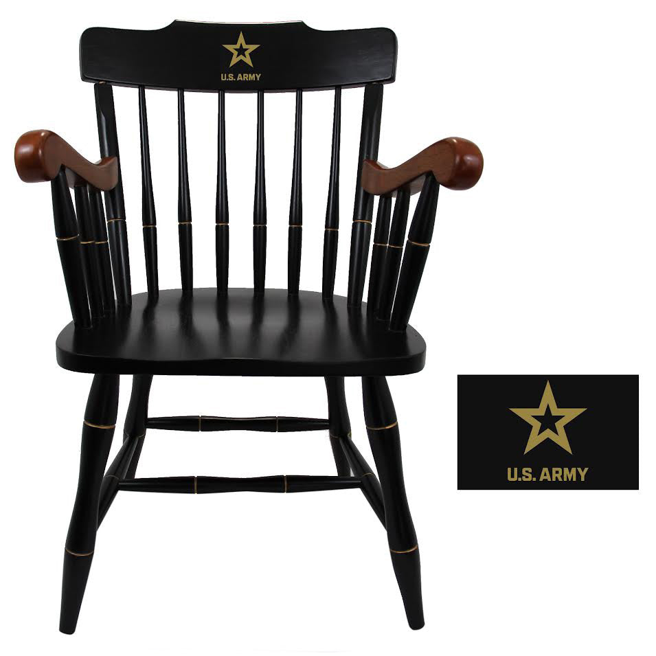 Army Star Wooden Captain Chair (Black with Cherry Arms)*