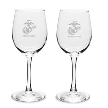 Load image into Gallery viewer, Marines EGA Set of Two 12oz Wine Glasses with Stem*