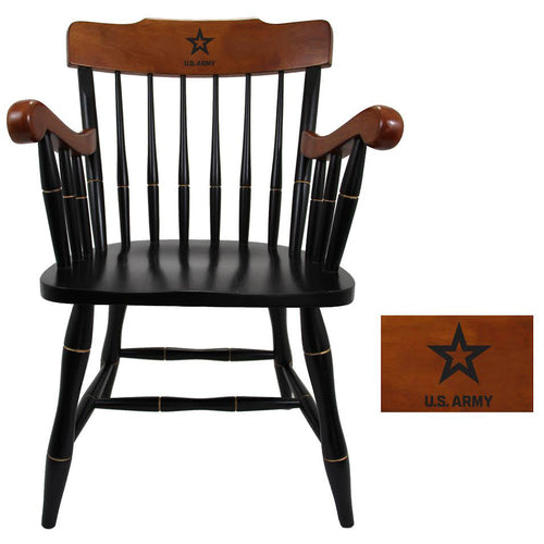 Army Star Wooden Captain Chair (Black - Cherry Arms & Crown)*