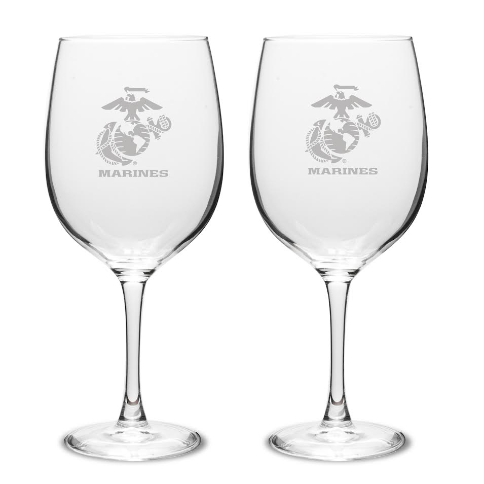 Marines EGA Set of Two 19oz Wine Glasses with Stem*