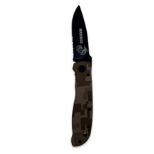 Load image into Gallery viewer, Marines Folding Lock Back Knife (Brown Camo)