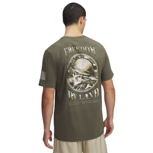 Army Under Armour Freedom By Land Skull T-Shirt (OD Green)