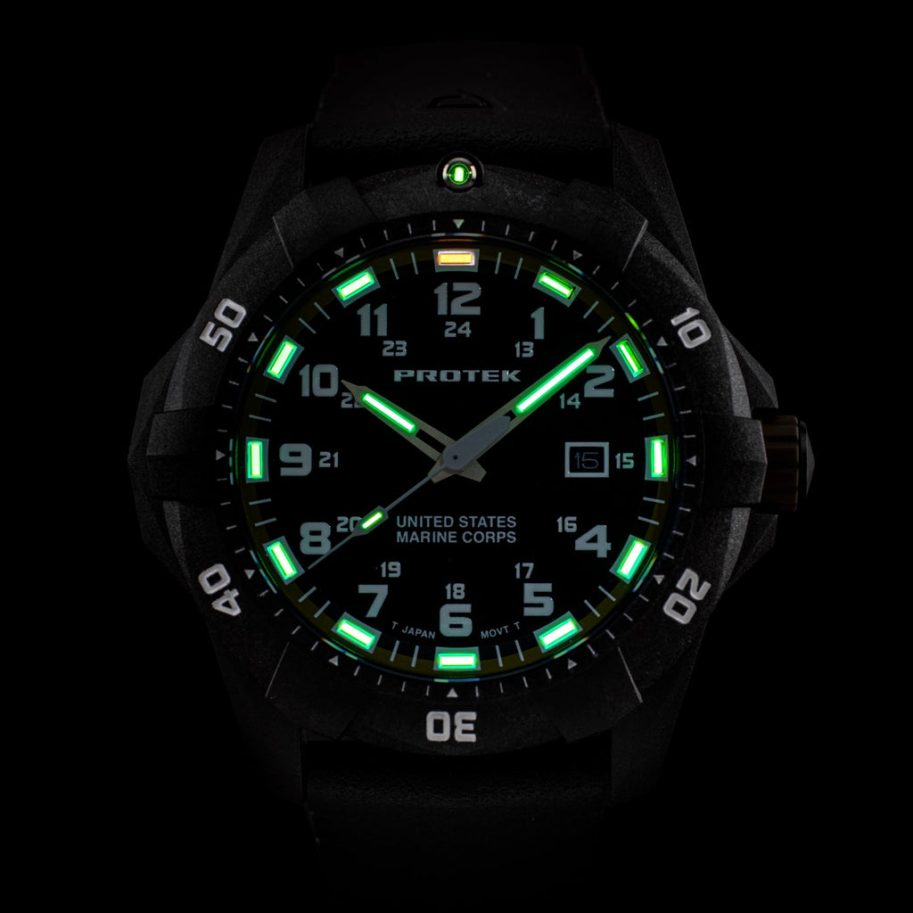 ProTek USMC Carbon Composite Dive Watch - Carbon/Black/Green (Green Band)*