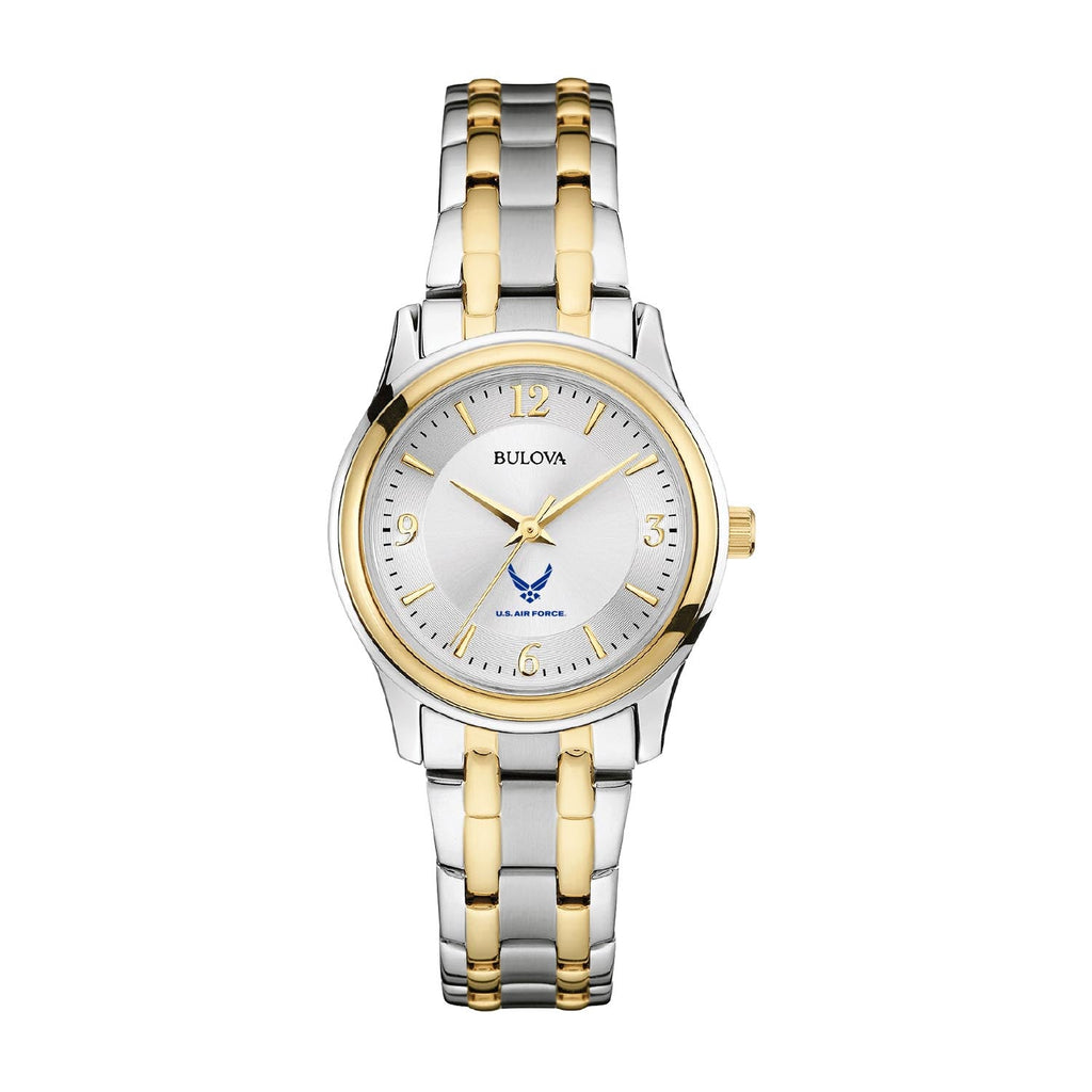 Air Force Wings Ladies Bulova Stainless Steel Bracelet Watch (Silver/Gold)*