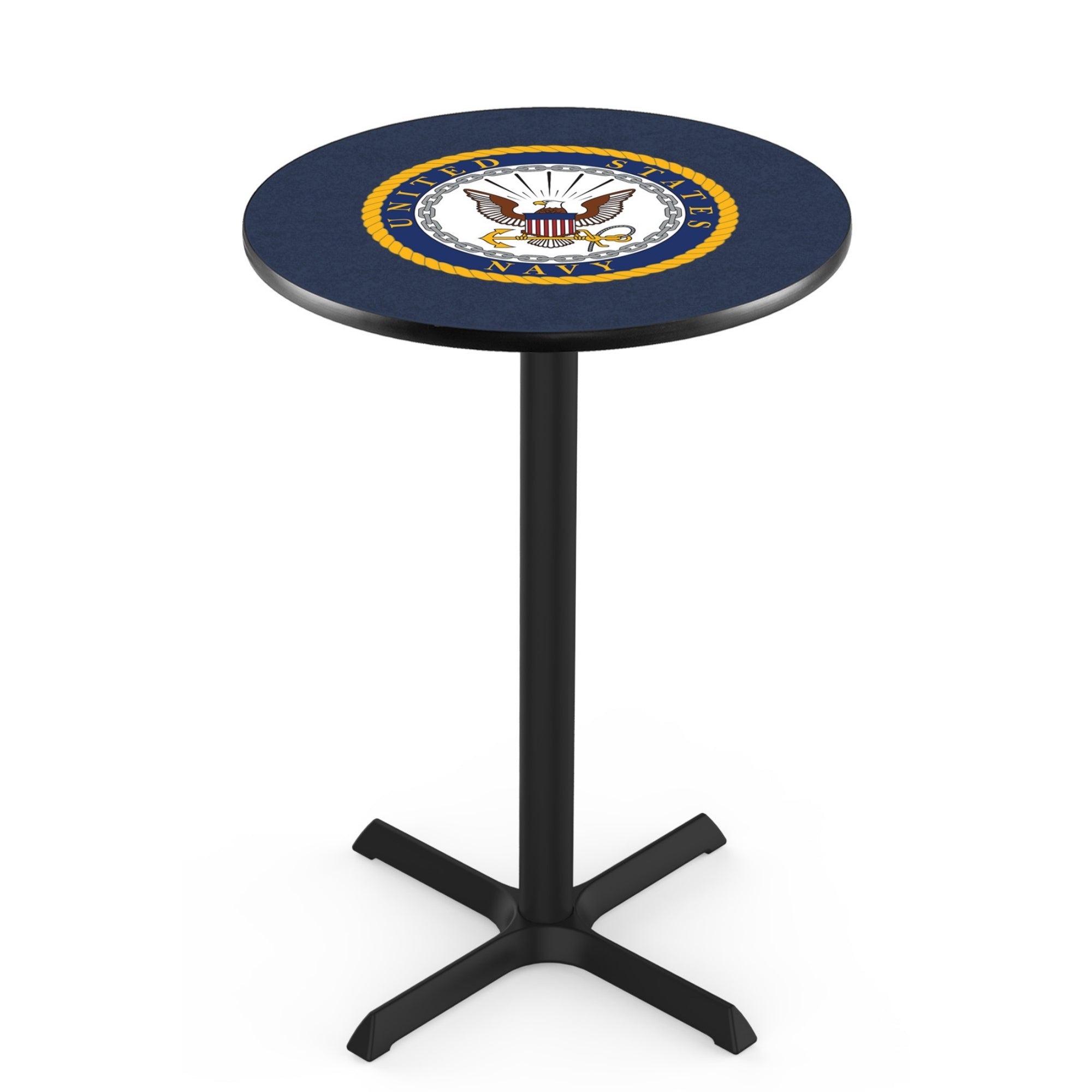 Navy Eagle Pub Table with X-Style Base (Black)