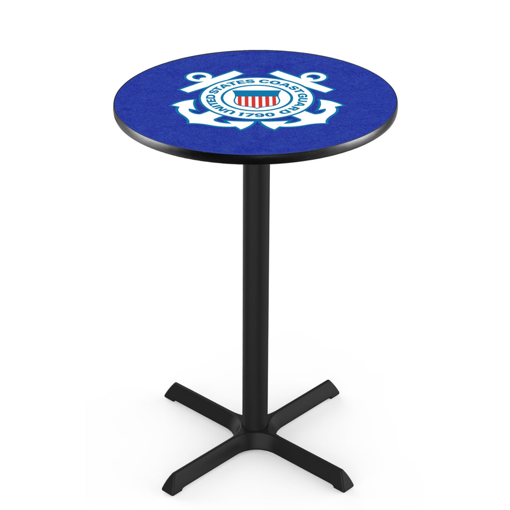 Coast Guard Seal Pub Table with X-Style Base (Black)