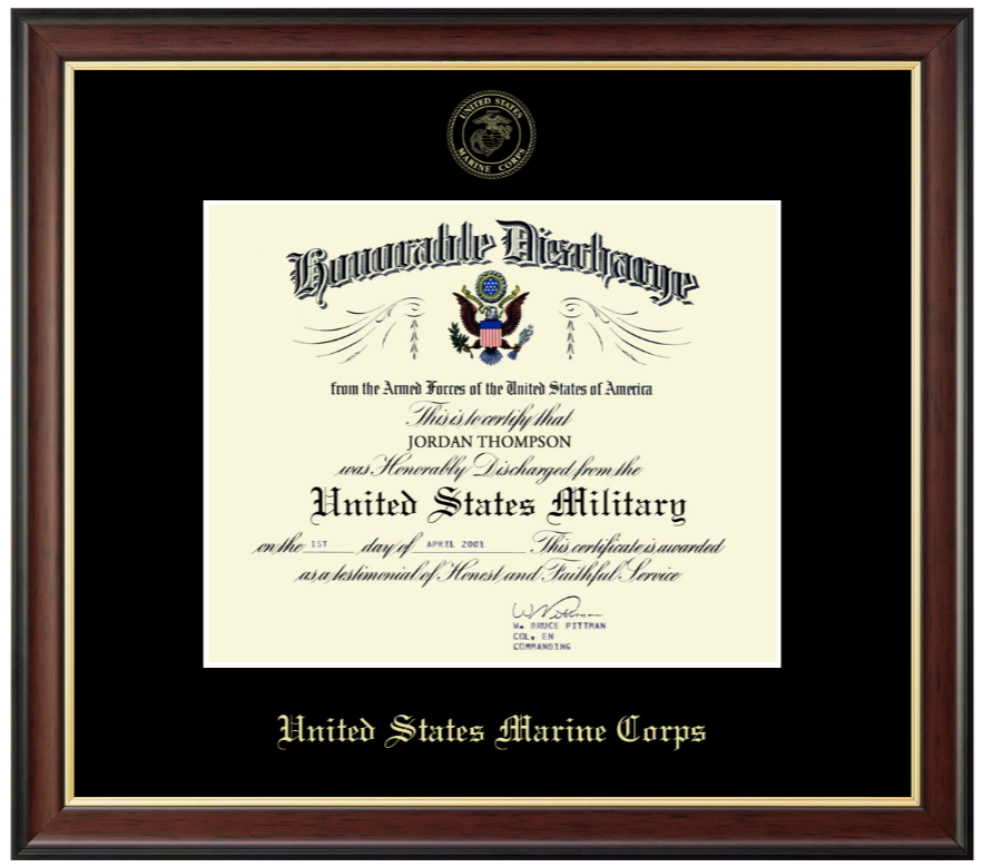 United States Marine Corps Honorable Discharge Certificate Frame (Horizontal)*