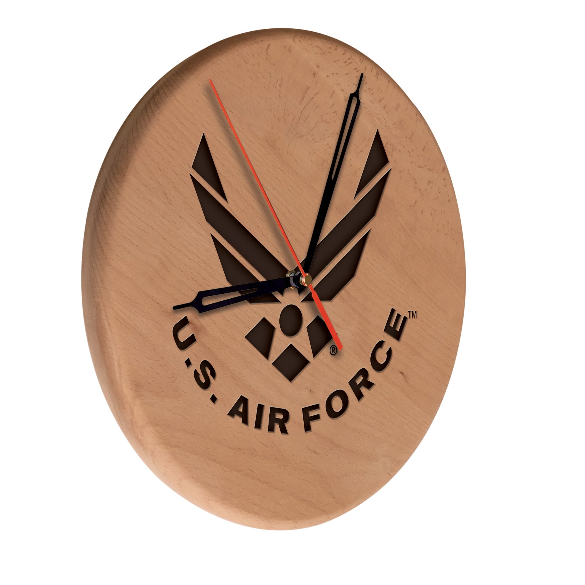 United States Air Force 13" Solid Wood Engraved Clock