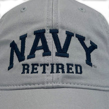 Load image into Gallery viewer, Navy Retired Relaxed Twill Hat (Silver)