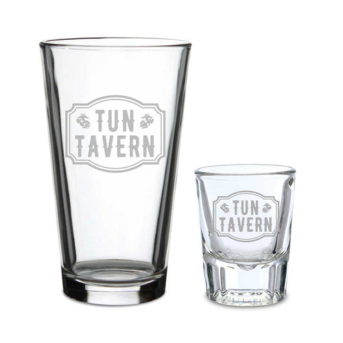 Tun Tavern Set of 16oz Pint Glass w/ 2oz Classic Shot Glass*