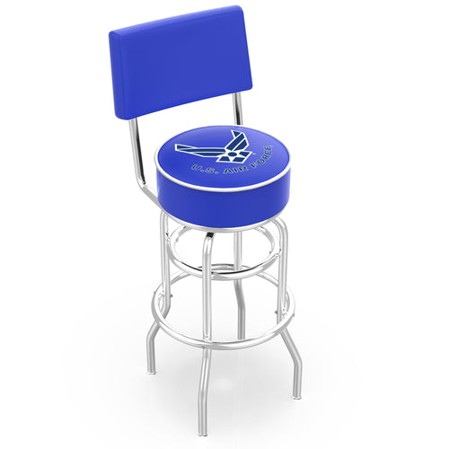 Air Force Wings Stool with Back (Chrome Finish)