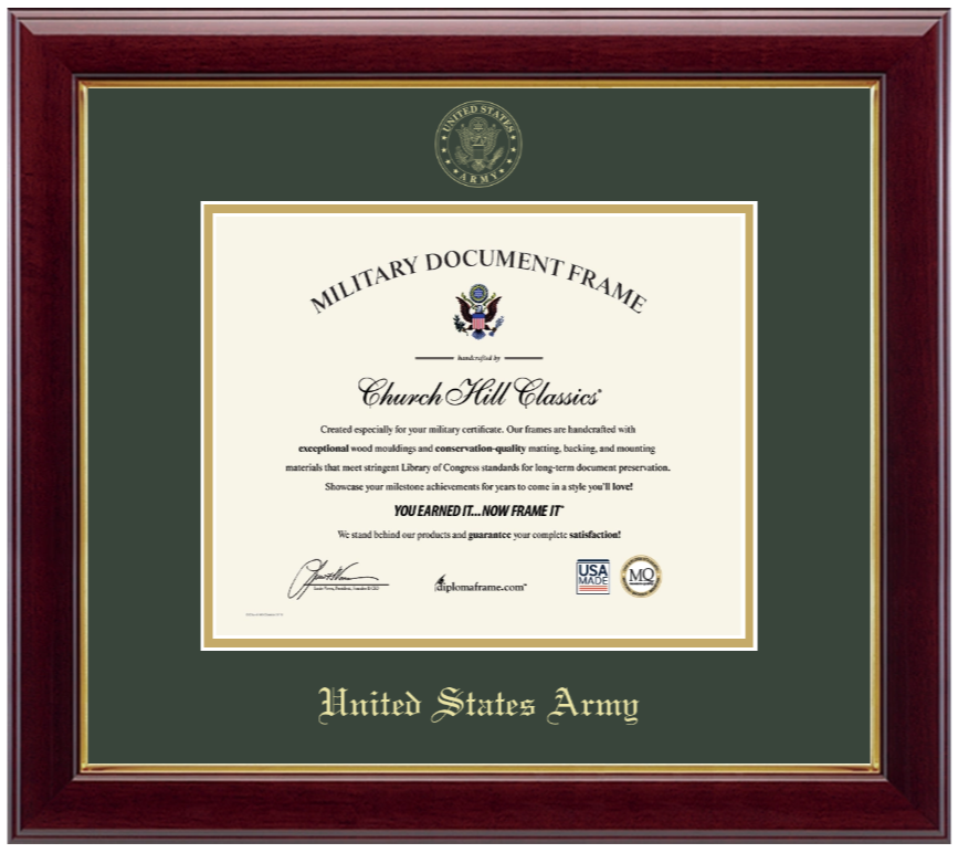 United States Army Gold Embossed Gallery Certificate Frame (Horizontal)*