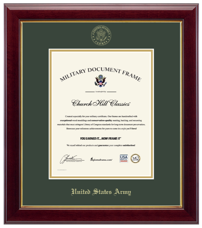 United States Army Gold Embossed Gallery Certificate Frame (Vertical)*