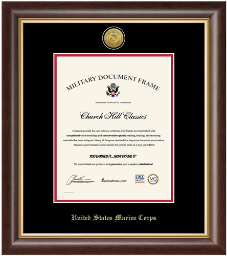 United States Marine Corps Gold Engraved Hampshire Certificate Frame (Vertical)*