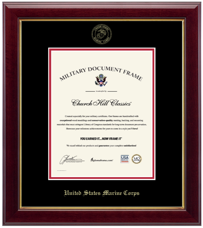 United States Marine Corps Gold Embossed Gallery Certificate Frame (Vertical)*