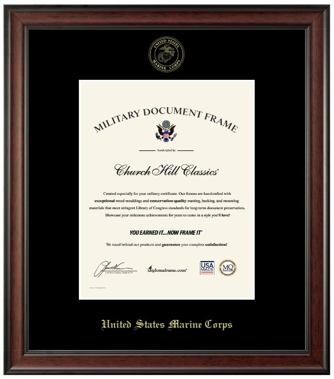 United States Marine Corps Gold Embossed Studio Certificate Frame (Vertical)*