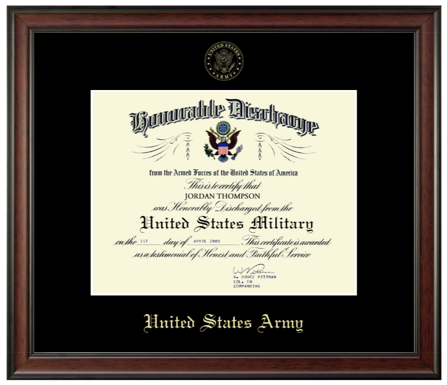 United States Army Honorable Discharge Certificate Frame (Horizontal)*