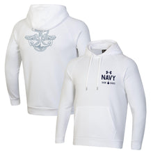 Load image into Gallery viewer, Navy Under Armour Anchor Silent Service Performance Cotton Hood (White)