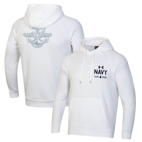 Navy Under Armour Anchor Silent Service Performance Cotton Hood (White)