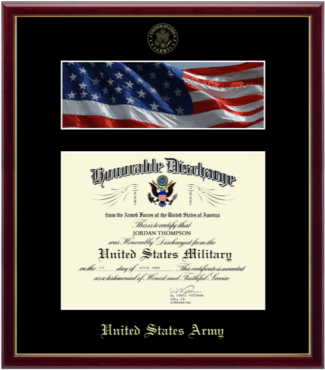 United State Army Photo and Honorable Discharge Certificate Frame (Horizontal)*