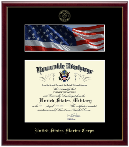 United State Marine Corps Photo and Honorable Discharge Certificate Frame (Horizontal)*