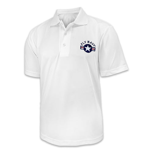 Navy Fly Navy Performance Polo (White)