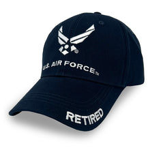 Load image into Gallery viewer, Air Force Retired 3 Hit Hat (Navy)