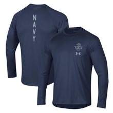 Load image into Gallery viewer, Navy Under Armour Anchor Silent Service Spine Long Sleeve T-Shirt (Navy)