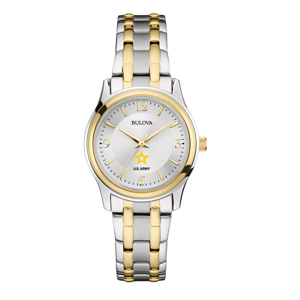 Army Star Ladies Bulova Stainless Steel Bracelet Watch (Silver/Gold)*