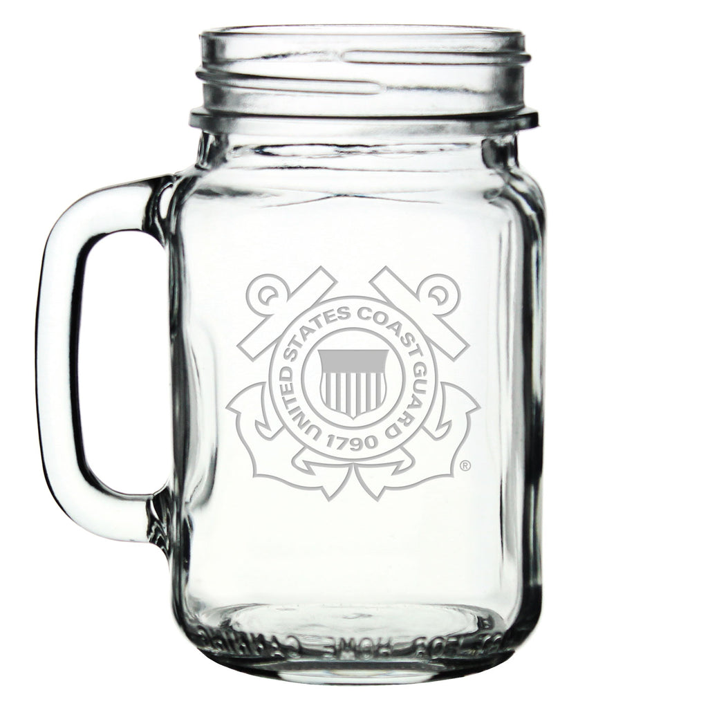 US Coast Guard 16oz Old Fashioned Drinking Jar with Handle