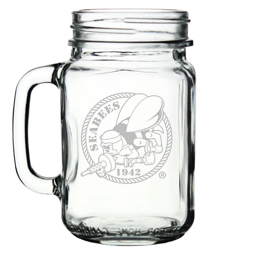 Seabees 16oz Old Fashioned Drinking Jar with Handle