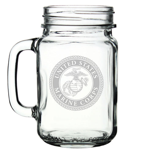 USMC Seal 16oz Old Fashioned Drinking Jar with Handle*