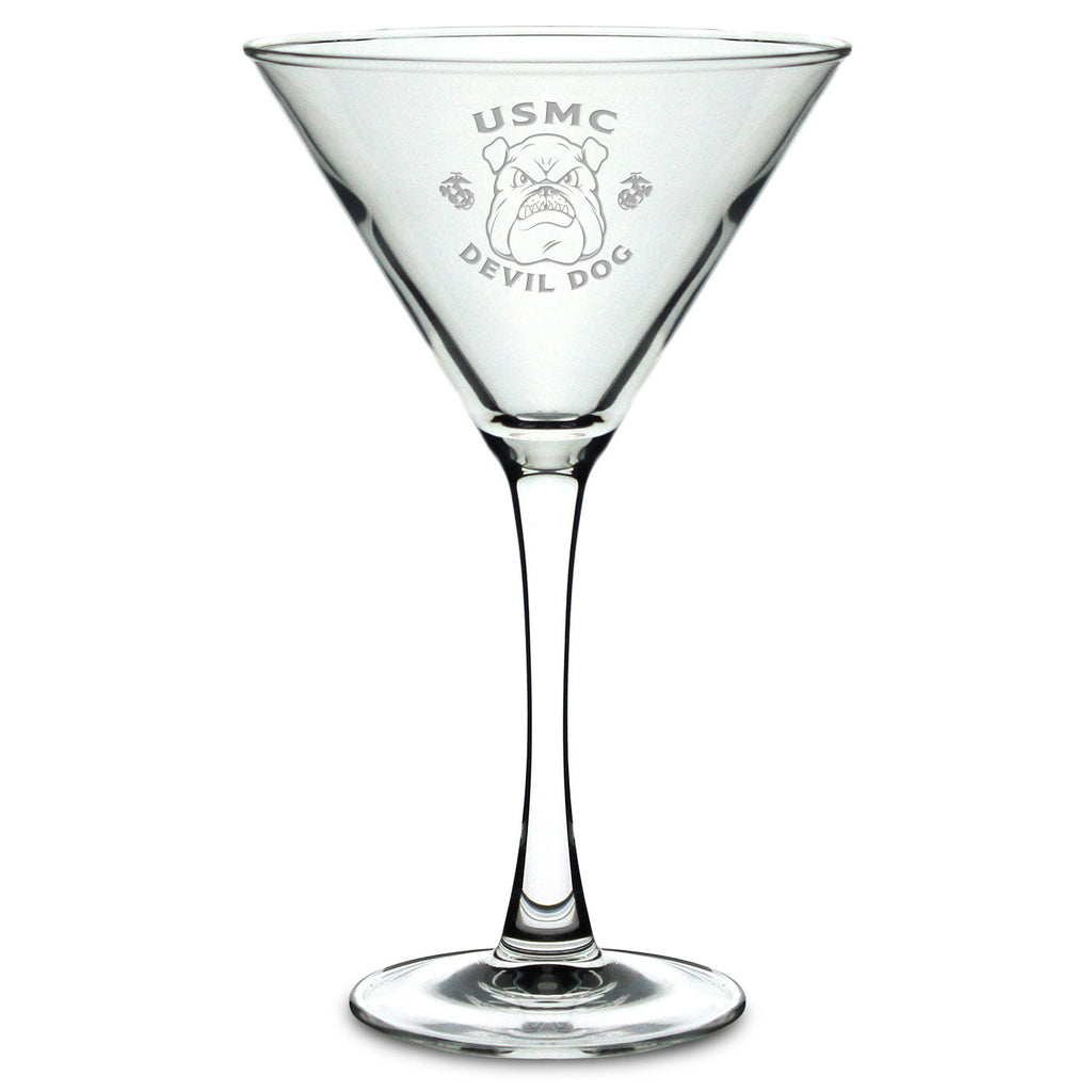 10oz Marines Bulldog Martini Glass*