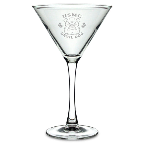 10oz Marines Bulldog Martini Glass*