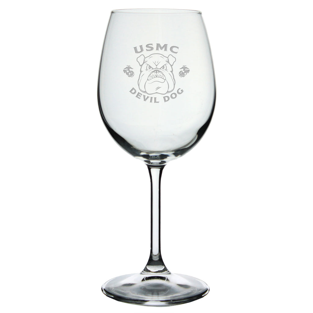 USMC Bulldog 16oz Wine Glass