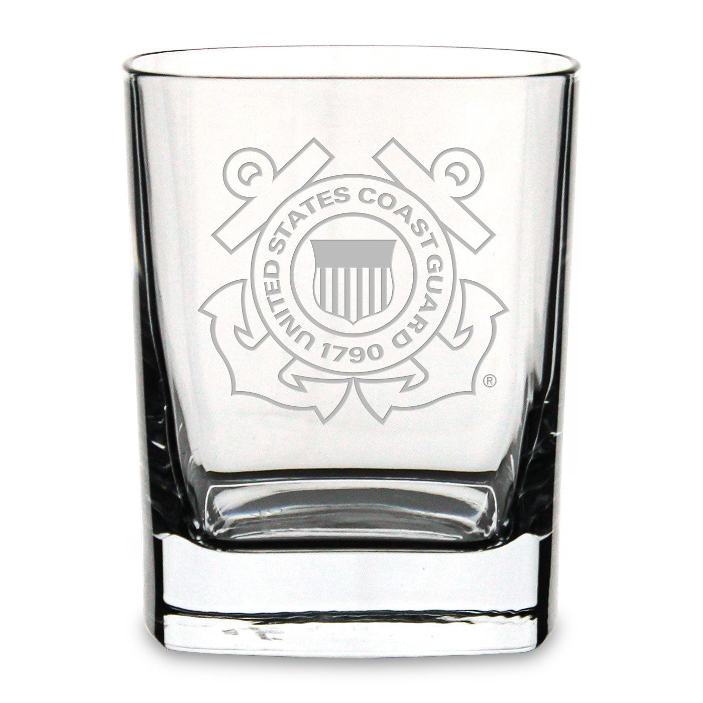 US Coast Guard Square 11.75oz Double Old Fashion Glass