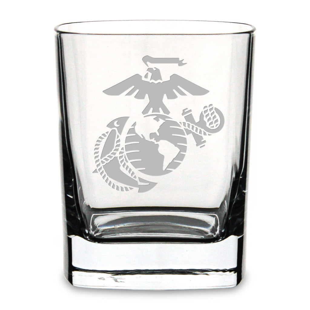 US Marines Square 11.75oz Double Old Fashion Glass