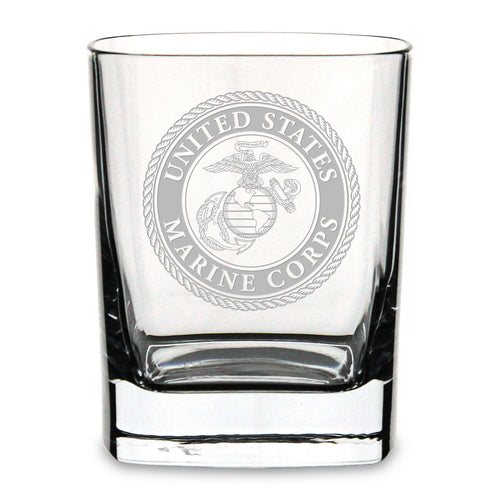 USMC Seal Square 11.75oz Double Old Fashion Glass*