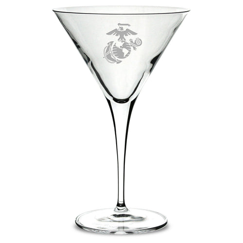 Marines EGA Luigi Bormioli 10oz Martini Glass*