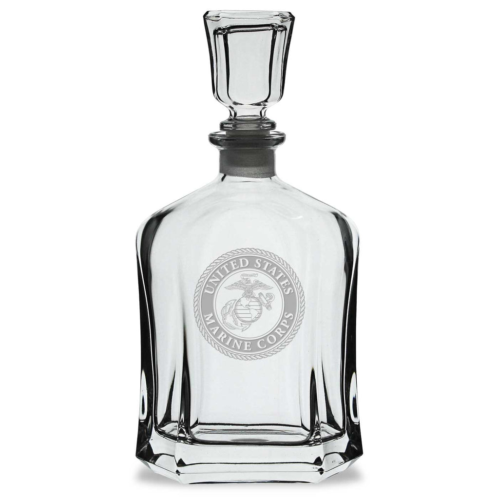 USMC Seal 23.75oz Crystal Whiskey Decanter