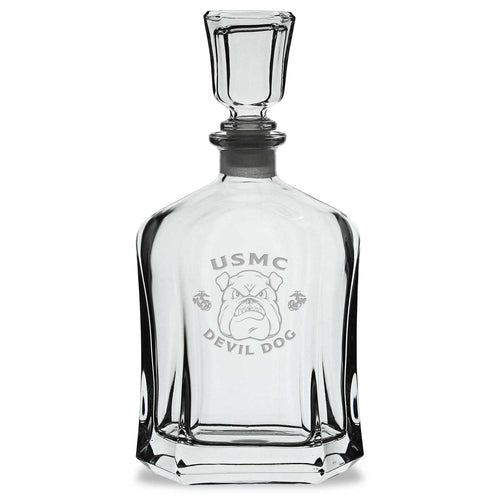 USMC Bulldog 23.75oz Crystal Whiskey Decanter