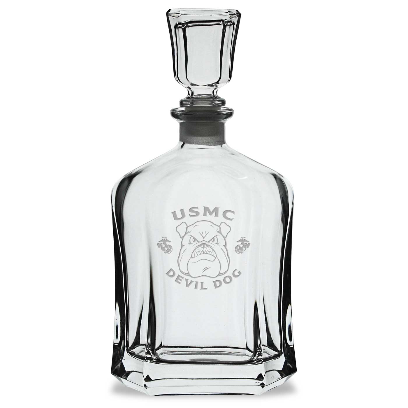 USMC Bulldog 23.75oz Crystal Whiskey Decanter*