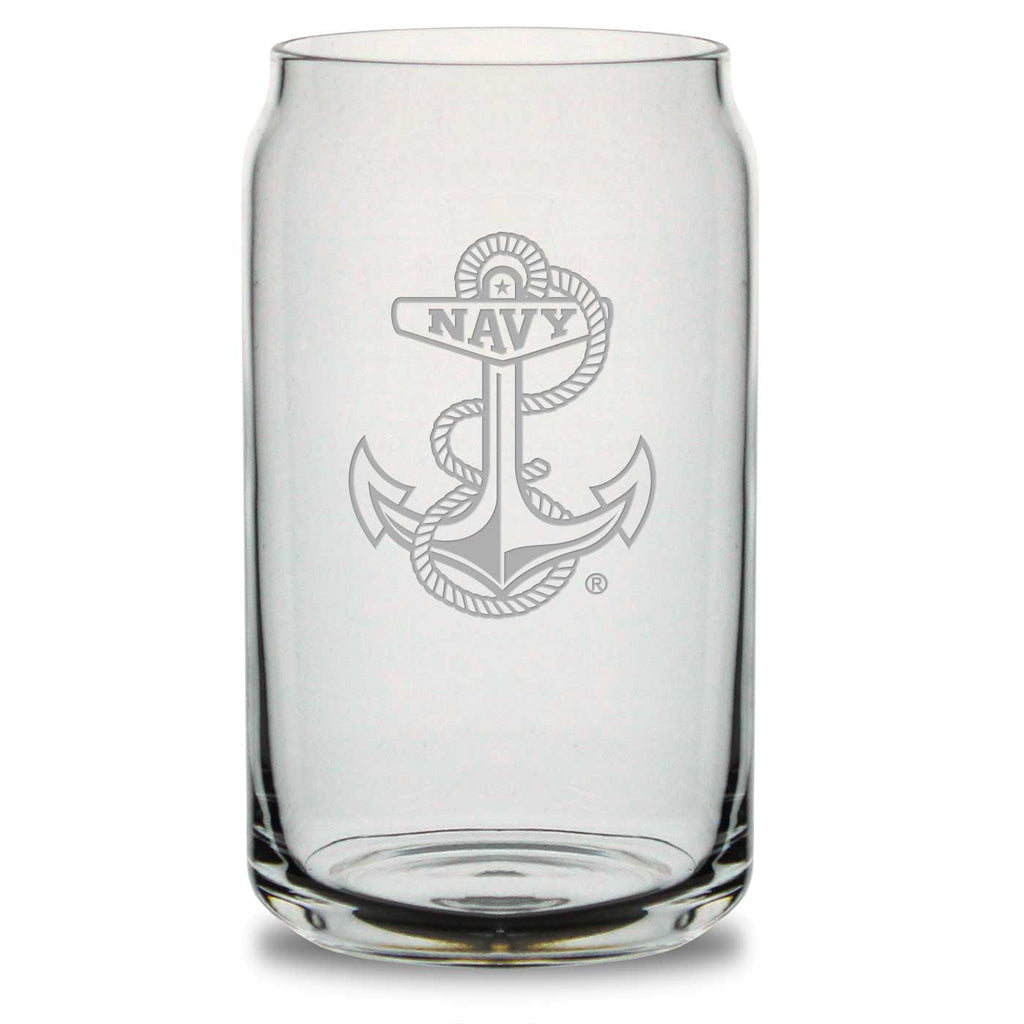 Navy Anchor 16oz Beer Can Glass