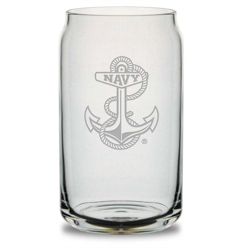 Navy Anchor 16oz Beer Can Glass