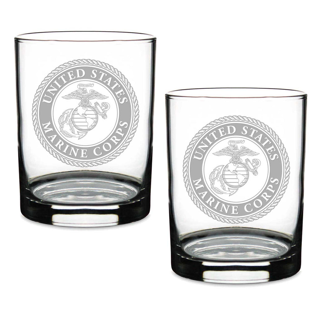 Marines Seal Set of 2 14oz Double Old Fashioned Glasses*