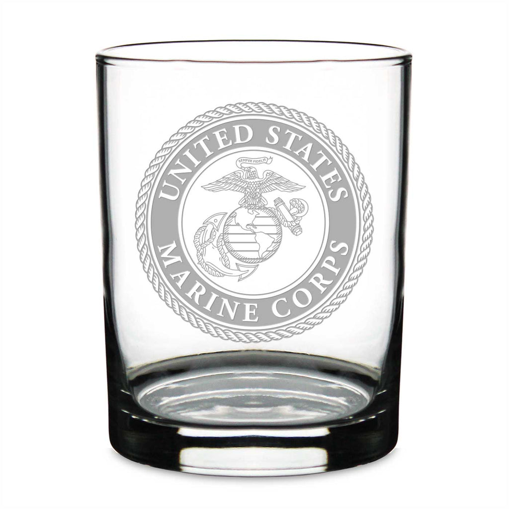 USMC Seal Double Old Fashion Glass*