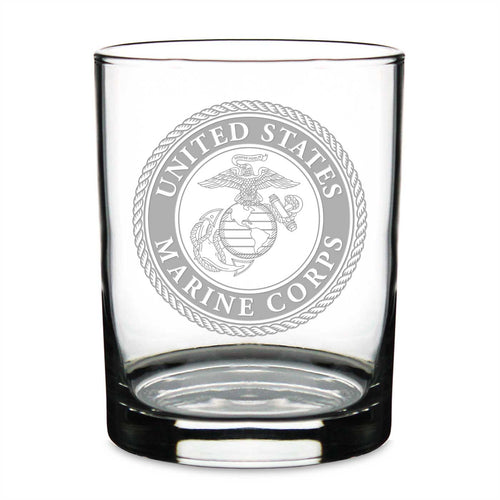 USMC Seal Double Old Fashion Glass*