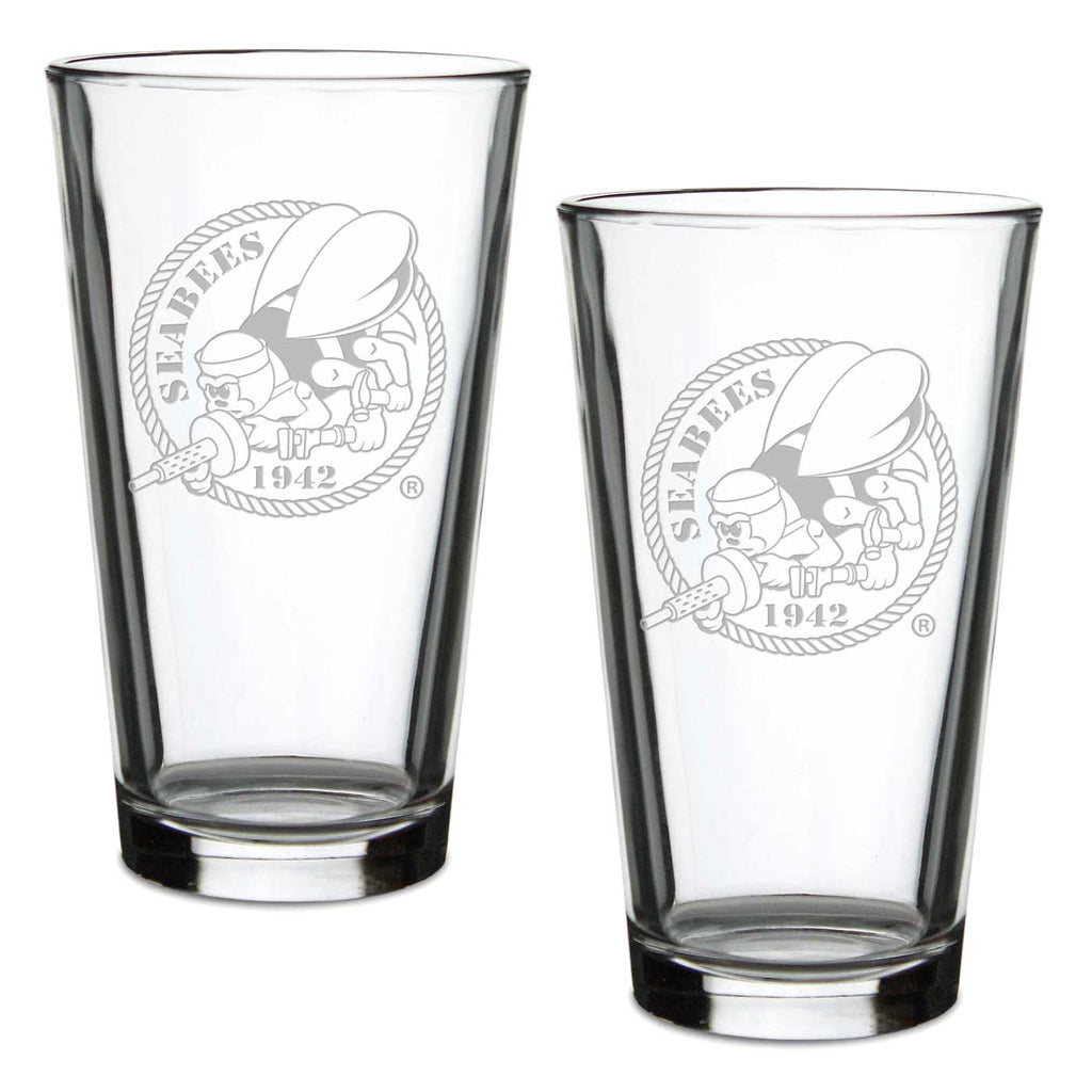 Seabees Set of 2 16oz Pint Glasses*